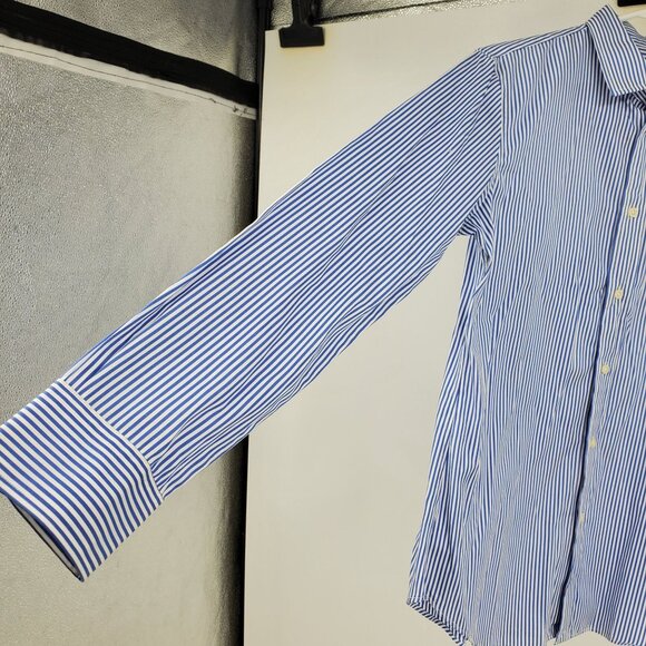 Polo Ralph Lauren Custom Fit Blue and White Striped Collared Button Up Shirt 12 - Picture 6 of 8